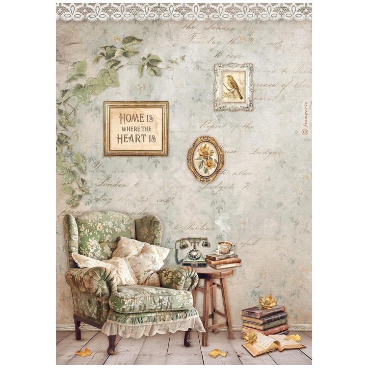 Papier ryżowy do decoupage A4 Golden Harmony Fotel DFSA4945 Stamperia