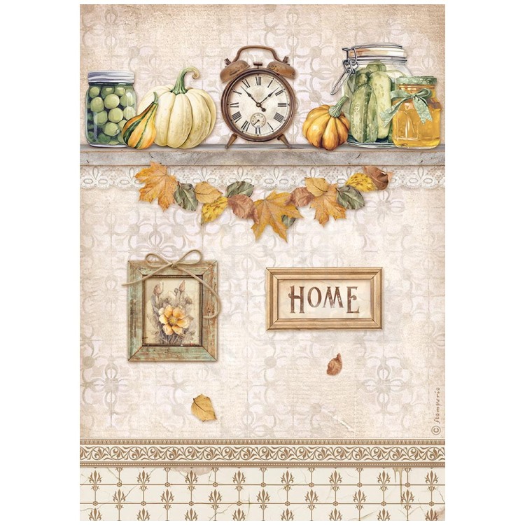 Papier ryżowy do decoupage A4 Golden Harmony Półka z dyniami DFSA4946 Stamperia