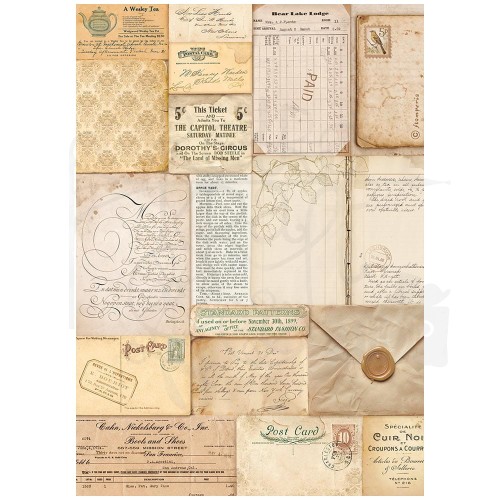 Papier ryżowy do decoupage A4 Golden Harmony Listy DFSA4947 Stamperia