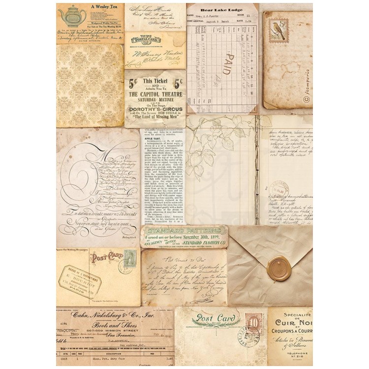 Papier ryżowy do decoupage A4 Golden Harmony Listy DFSA4947 Stamperia