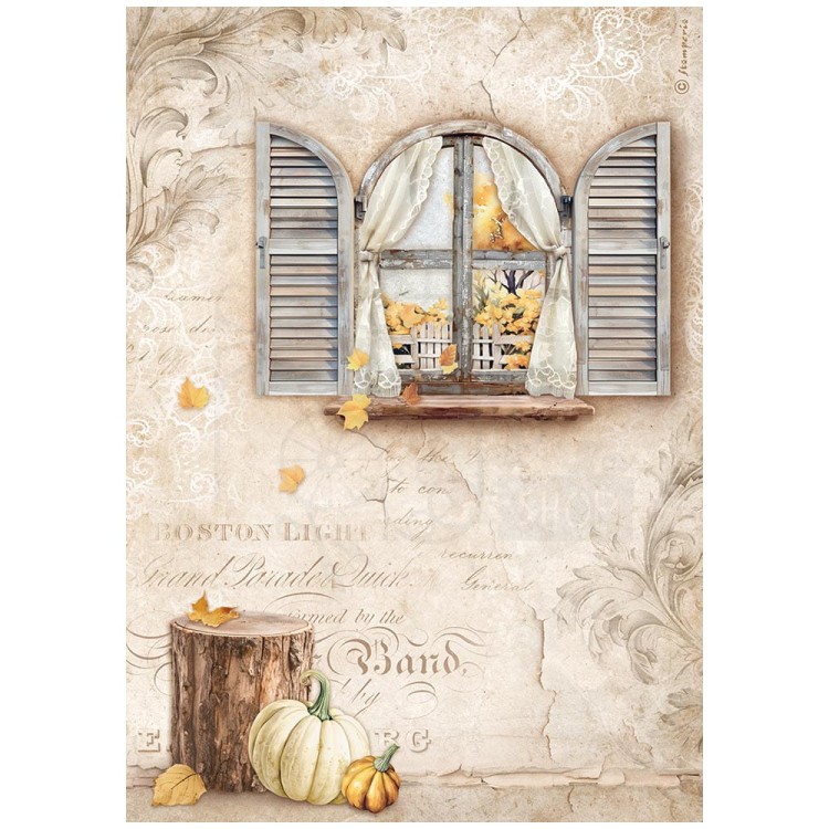 Papier ryżowy do decoupage A4 Golden Harmony Okienko DFSA4949 Stamperia