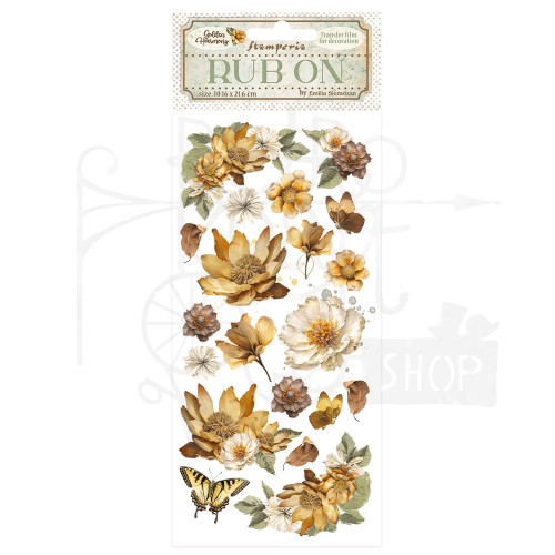 Rub-on transfer 10x21.6cm Golden Harmony Kwiatki DFLRB112 Stamperia