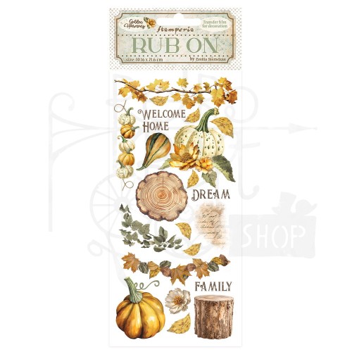 Rub-on transfer 10x21.6cm Golden Harmony Dynia i inne DFLRB113 Stamperia