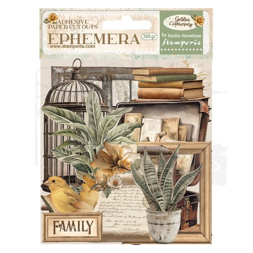 Ozdoby papierowe samoprzylepne Ephemera Golden Harmony 35szt DFLCT52 Stamperia