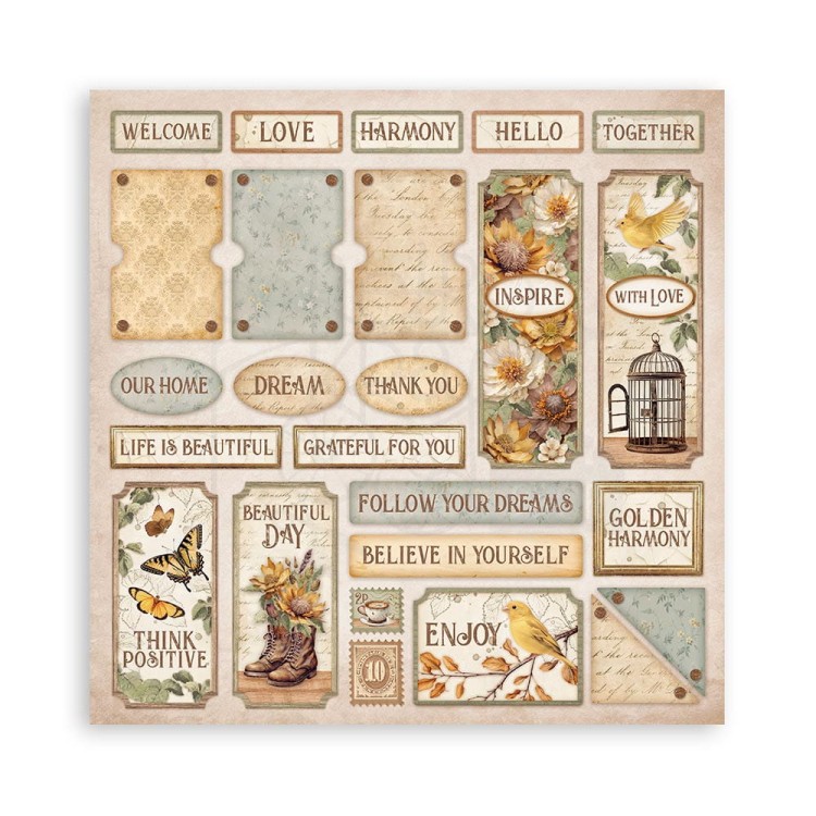 Zestaw papierów jednostronnych do scrapbookingu 20x20 Golden Harmony 22 arkusze SBBSXB05 Stamperia