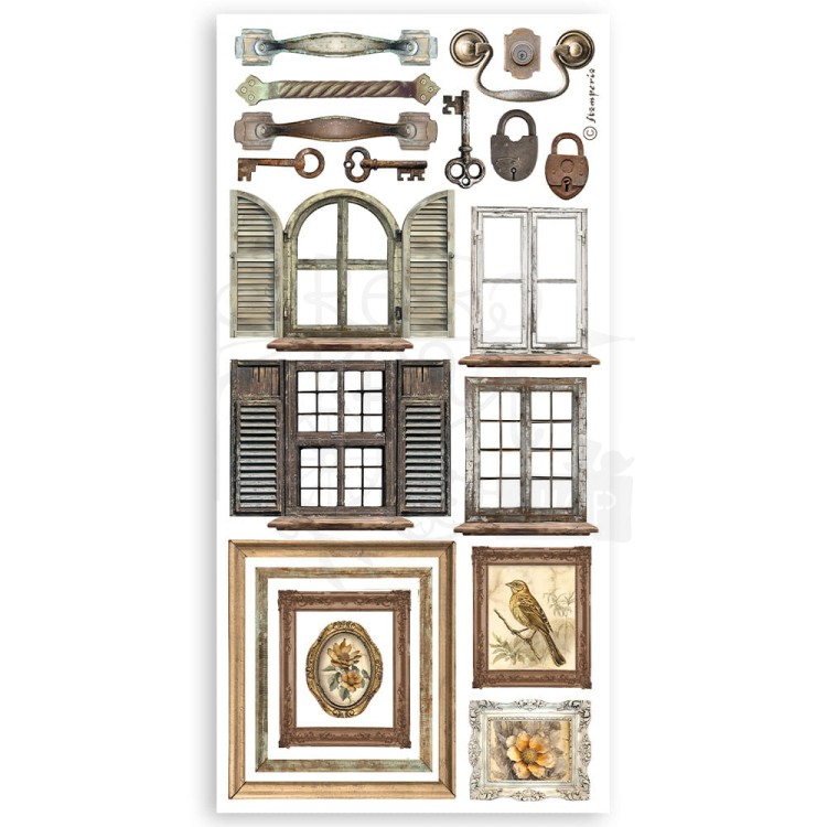 Ozdoby papierowe Die-cuts 15x30cm Golden Harmony 4 arkusze SBBCT01 Stamperia