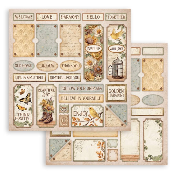 Zestaw papierów do scrapbookingu 20x20 Golden Harmony SBBS114 Stamperia