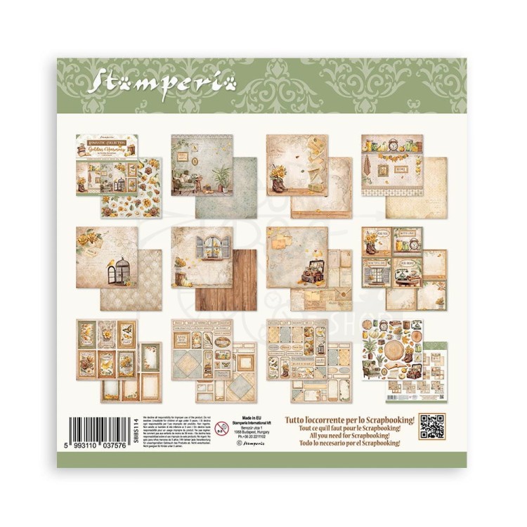 Zestaw papierów do scrapbookingu 20x20 Golden Harmony SBBS114 Stamperia