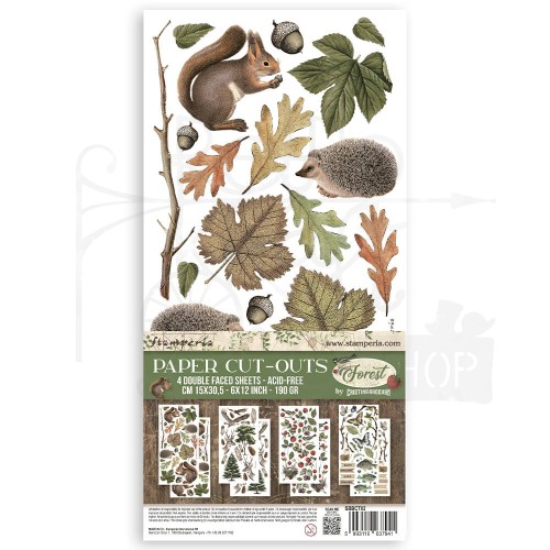 Ozdoby papierowe Die-cuts 15x30cm Forest 4 arkusze SBBCT02 Stamperia