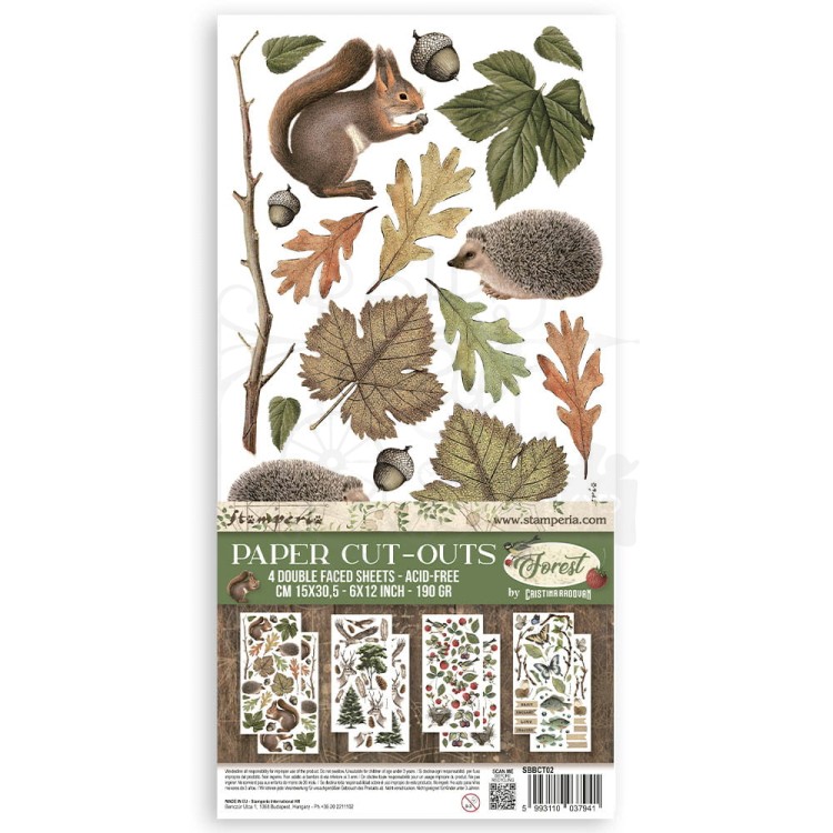 Ozdoby papierowe Die-cuts 15x30cm Forest 4 arkusze SBBCT02 Stamperia
