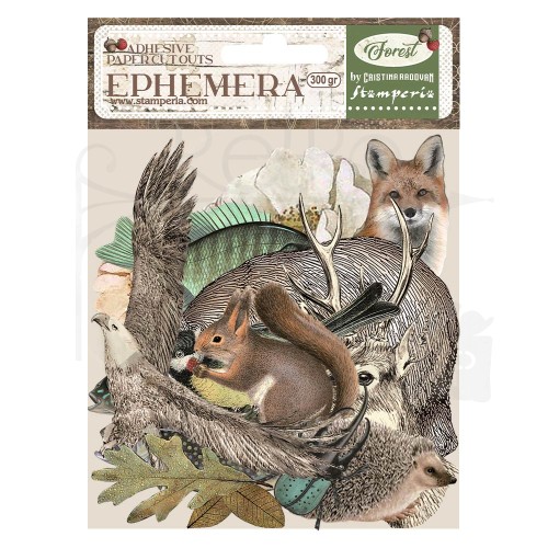 Ozdoby papierowe samoprzylepne Ephemera Forest 46szt DFLCT53 Stamperia