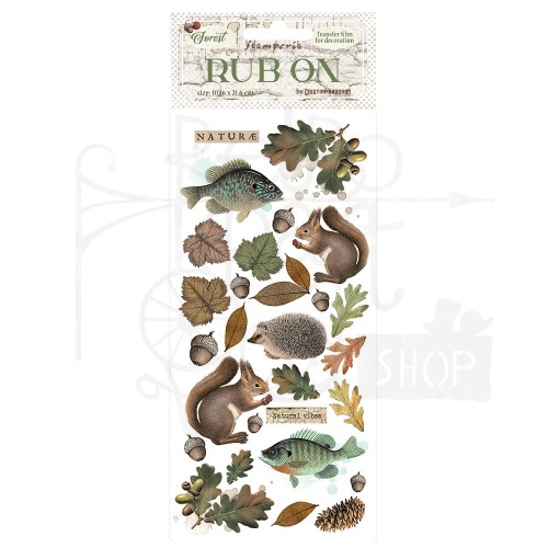 Rub-on transfer 10x21.6cm Forest Zwierzęta i rybki DFLRB117 Stamperia