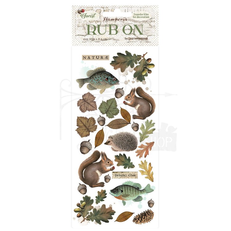 Rub-on transfer 10x21.6cm Forest Zwierzęta i rybki DFLRB117 Stamperia