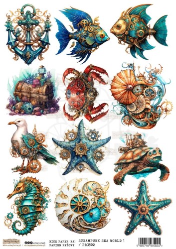 Papier ryżowy do decoupage A4 Steampunk Sea World 1 PR3502 ScrapLove