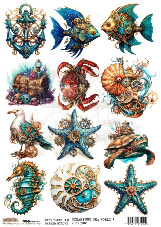 Papier ryżowy do decoupage A4 Steampunk Sea World 1 PR3502 ScrapLove