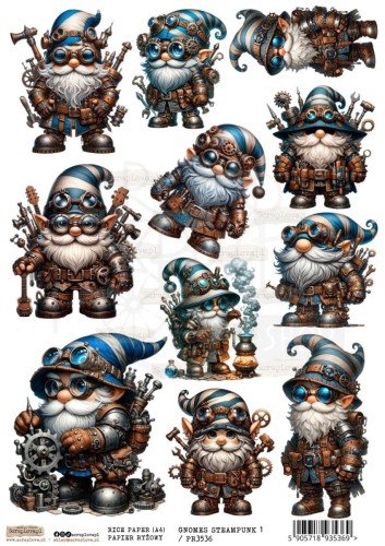 Papier ryżowy do decoupage A4 Gnomes Steampunk 1 PR3536 ScrapLove