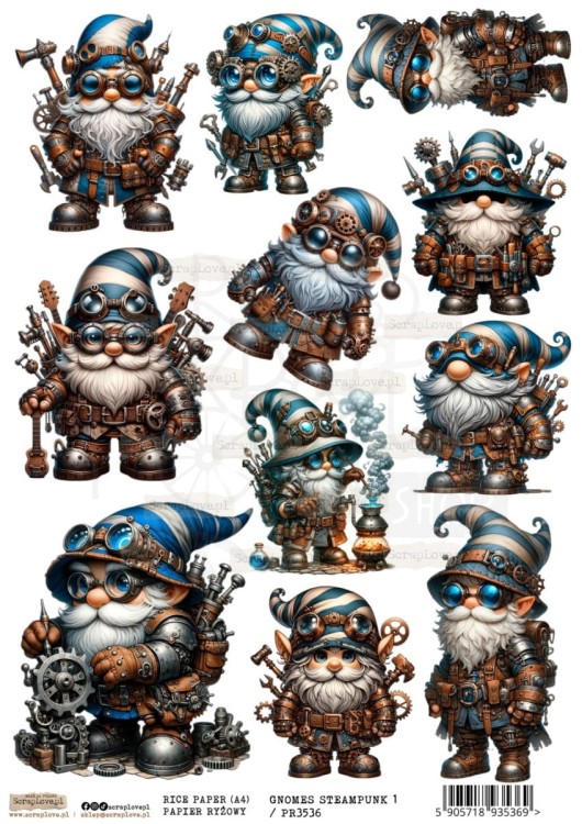 Papier ryżowy do decoupage A4 Gnomes Steampunk 1 PR3536 ScrapLove