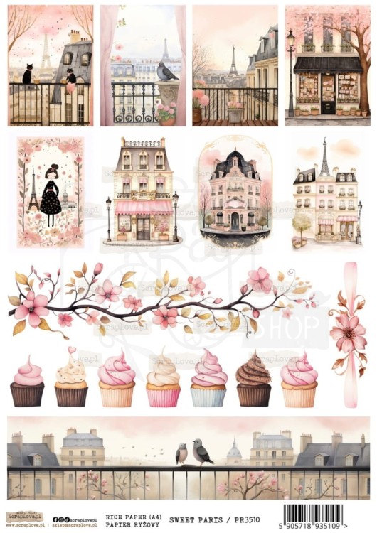 Papier ryżowy do decoupage A4 Sweet Paris 1 PR3510 ScrapLove