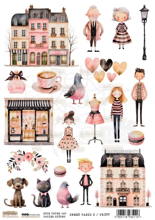 Papier ryżowy do decoupage A4 Sweet Paris 2 PR3511 ScrapLove
