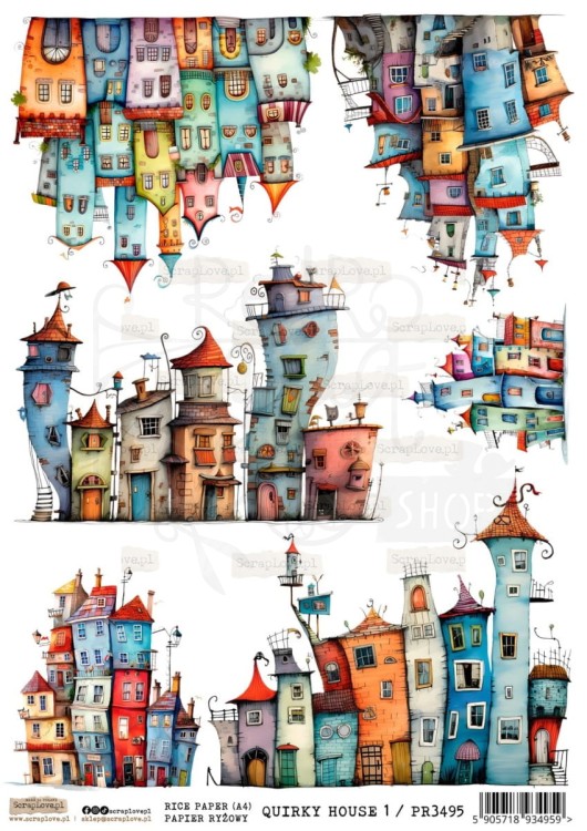 Papier ryżowy do decoupage A4 Quirky House 1 PR3495 ScrapLove