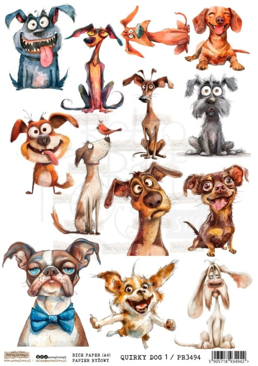 Papier ryżowy do decoupage A4 Quirky Dog 1 PR3494 ScrapLove
