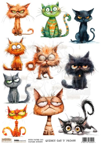 Papier ryżowy do decoupage A4 Quirky Cat 1 PR3490 ScrapLove