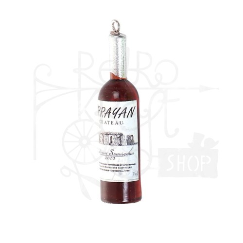 Ozdoba żywiczna miniaturka - Butelka z winem - burgund