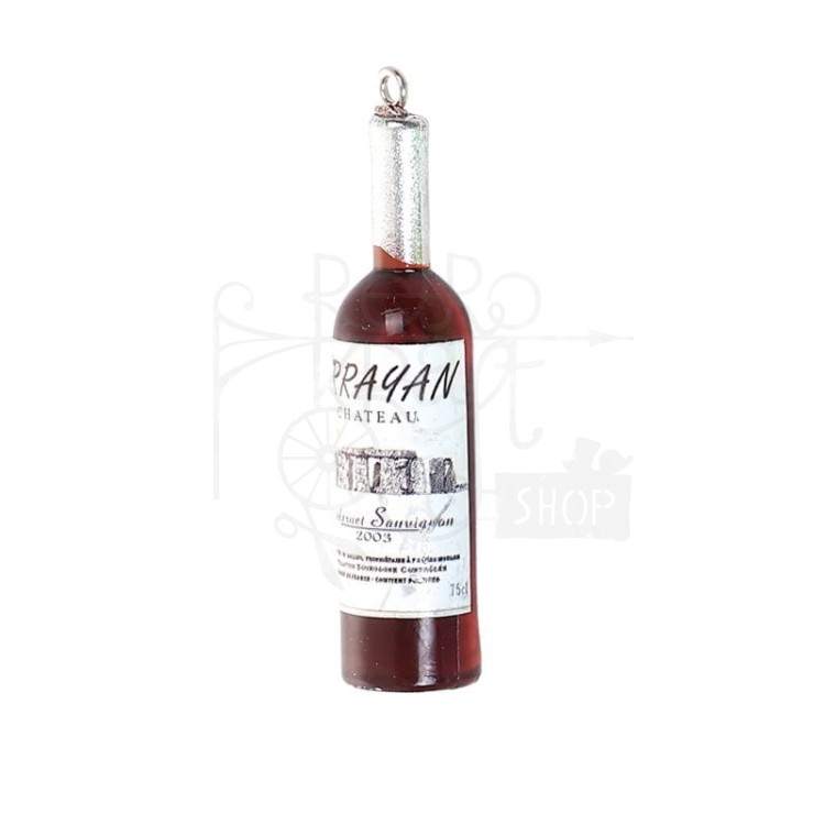 Ozdoba żywiczna miniaturka - Butelka z winem - burgund
