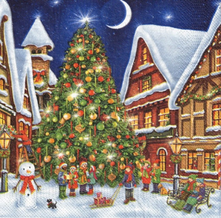 Serwetka 33x33 - Boże Narodzenie nocą