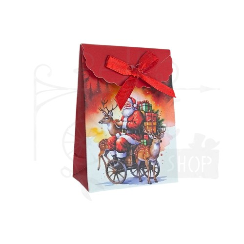 Pudełeczko - torebka na upominek z kokardką 10x7.5cm - Święty Mikołaj 04