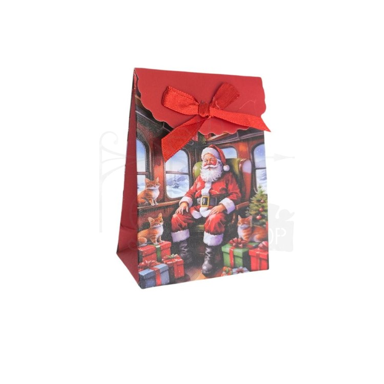 Pudełeczko - torebka na upominek z kokardką 10x7.5cm - Święty Mikołaj 03