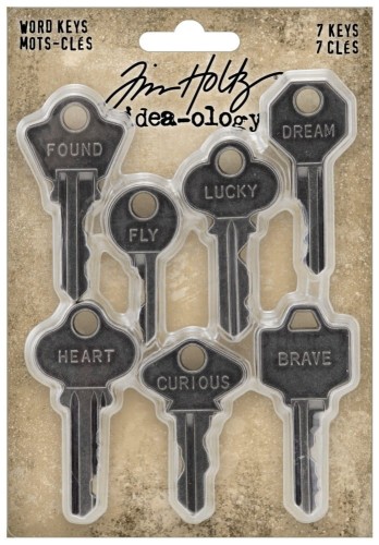 Ozdoby metalowe klucze Idea-Ology Word Keys 7szt TH94245 Tim Holtz