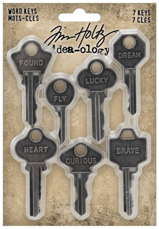 Ozdoby metalowe klucze Idea-Ology Word Keys 7szt TH94245 Tim Holtz