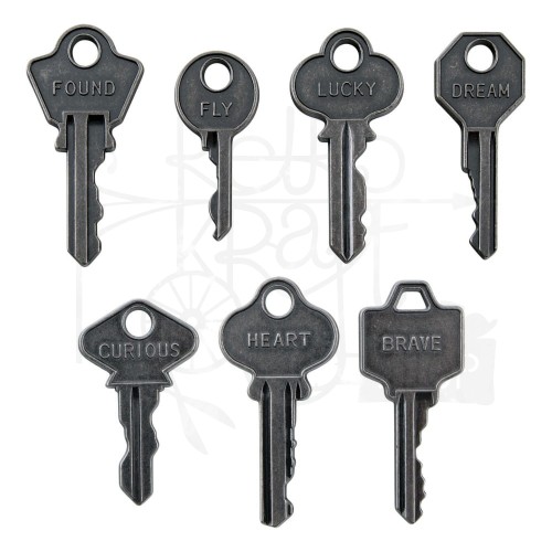 Ozdoby metalowe klucze Idea-Ology Word Keys 7szt TH94245 Tim Holtz