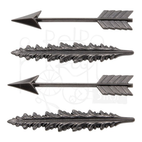 Ozdoby metalowe pióra i strzałki Idea-Ology Adornments Quill &amp; Arrow 4szt TH94220 Tim Holtz