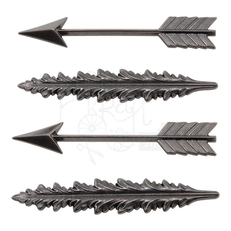 Ozdoby metalowe pióra i strzałki Idea-Ology Adornments Quill &amp; Arrow 4szt TH94220 Tim Holtz