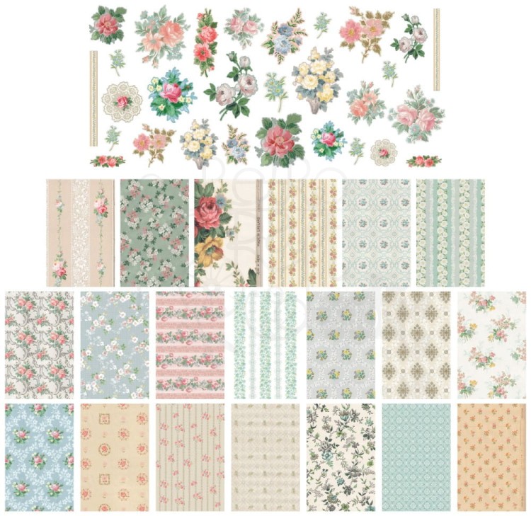 Ozdoby papierowe tapety Idea-Ology Worn Wallpaper Scraps 49szt TH94122 Tim Holtz
