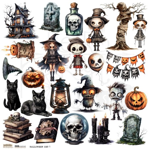 Naklejki do scrapbookingu i art journalingu Halloween Set 1 ScrapLove