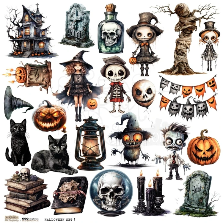 Naklejki do scrapbookingu i art journalingu Halloween Set 1 ScrapLove
