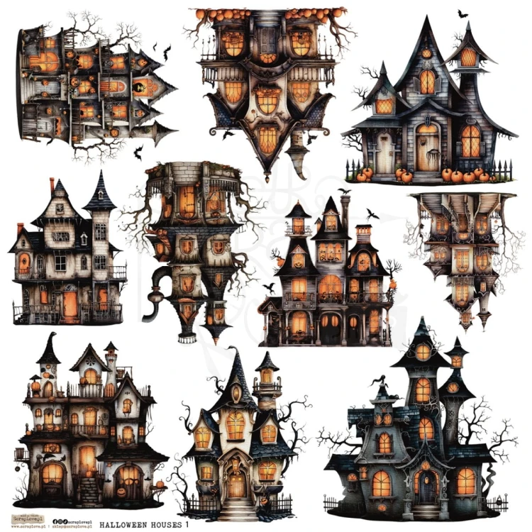 Naklejki do scrapbookingu i art journalingu Halloween Houses 1 ScrapLove