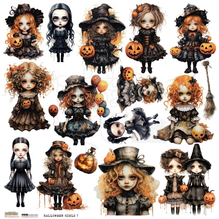 Naklejki do scrapbookingu i art journalingu Halloween Girls 1 ScrapLove