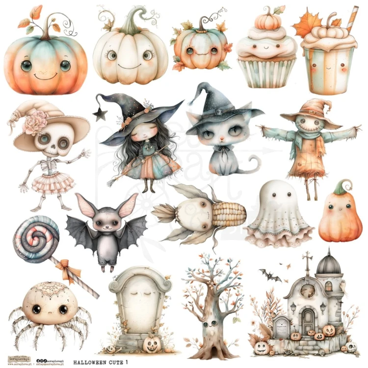 Naklejki do scrapbookingu i art journalingu Halloween Cute 1 ScrapLove