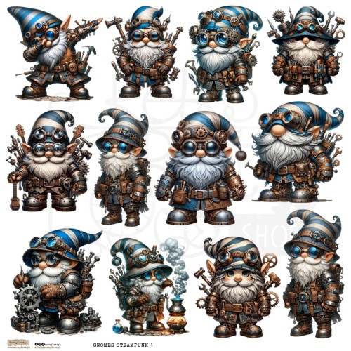 Naklejki do scrapbookingu i art journalingu Gnomes Steampunk 1 ScrapLove