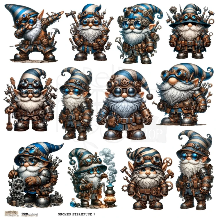 Naklejki do scrapbookingu i art journalingu Gnomes Steampunk 1 ScrapLove