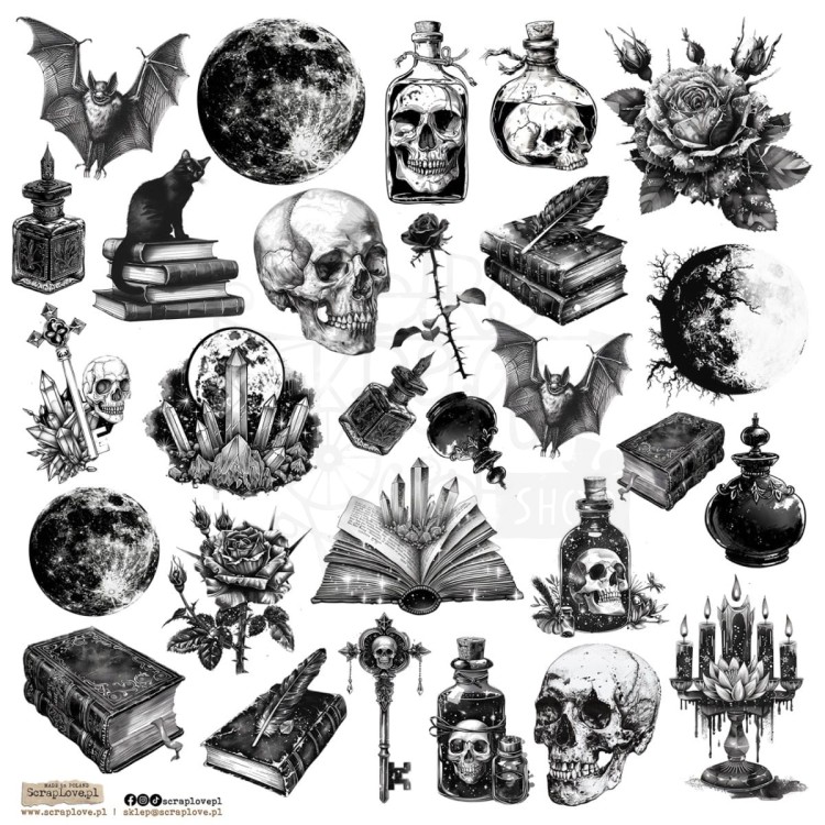 Naklejki do scrapbookingu i art journalingu Black Scarry 1 ScrapLove
