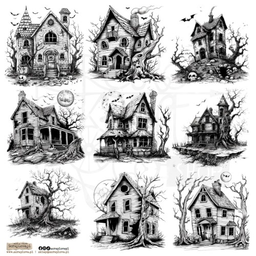 Naklejki do scrapbookingu i art journalingu Black Scarry House 1 ScrapLove