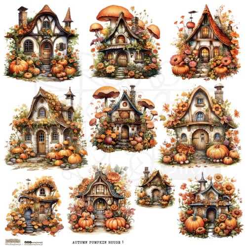 Naklejki do scrapbookingu i art journalingu Autumn Pumpkin Houses 1 ScrapLove