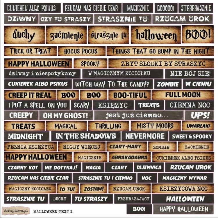 Naklejki do scrapbookingu i art journalingu Halloween Text 1 ScrapLove