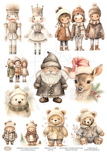 Papier ryżowy do decoupage A4 Boże Narodzenie 09 A-R-044 Artistiko