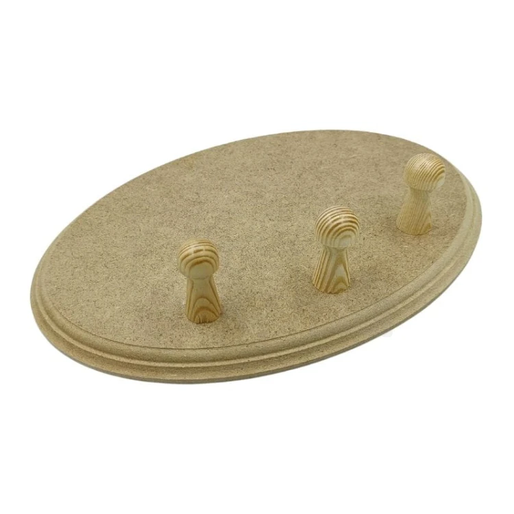 Wieszak owalny 18x26cm MDF z 3 dużymi kołkami